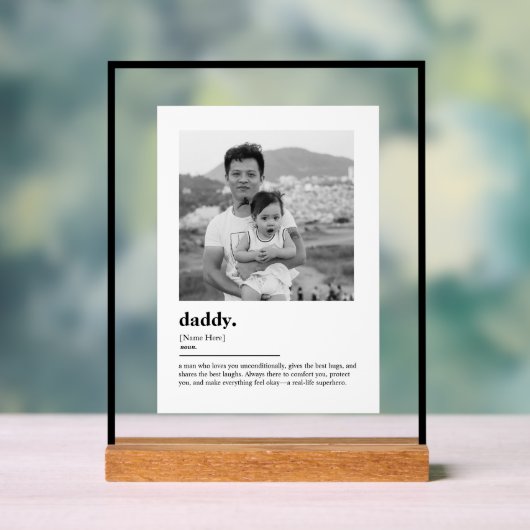 Custom Daddy Gift Dictionary Definition Photo アクリルサイン (ニュートラル)