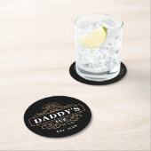 Custom Daddy's Pub Home Bar Year Established ラウンドペーパーコースター (インサイチュ)