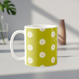 Custom Daisy Mug with Name for Women, Female Daisy コーヒーマグカップ