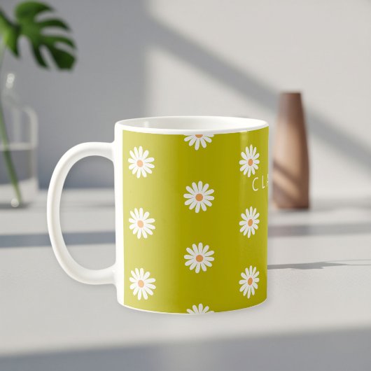 Custom Daisy Mug with Name for Women, Female Daisy コーヒーマグカップ