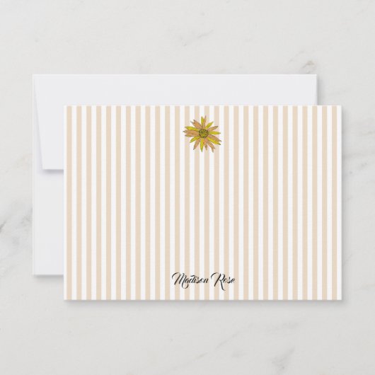 Custom Daisy Painting Stripe Preppy サンキューカード (正面)