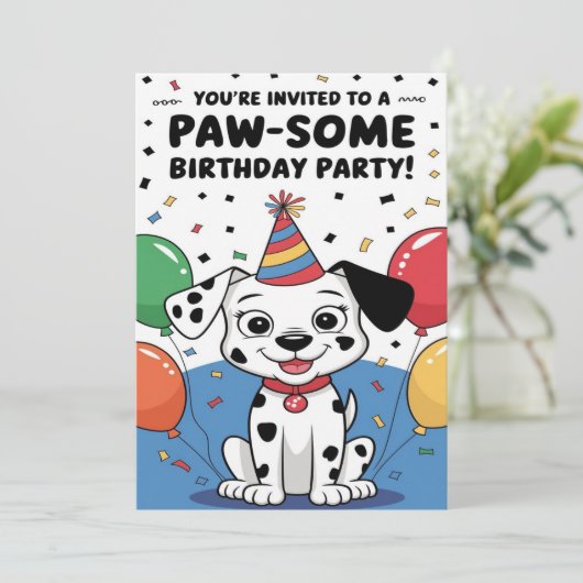 Custom Dalmatian birthday Invitation card 招待状 (スタンド正面)