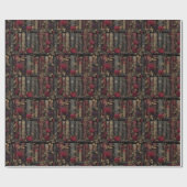 Custom Dark Academia Roses & Antique Library Book ラッピングペーパー (フラット)