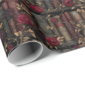 Custom Dark Academia Roses & Antique Library Book ラッピングペーパー (ロールコーナー)