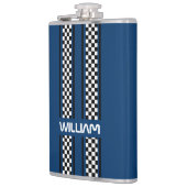 Custom Dark Blue & Black Race Sport Stripe フラスク (左)
