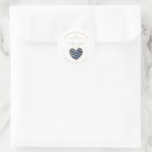 Custom Dark Blue Heart Wedding Sanitizer Hands ラウンドシール (バッグ)