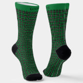 Custom Dark Green Black Checkered Pattern ソックス (傾斜あり)