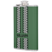 Custom Dark Green & Black Race Sport Stripe フラスク (左)