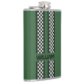 Custom Dark Green & Black Race Sport Stripe フラスク (右)