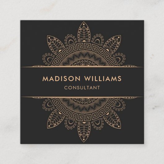 Custom Dark Grey Brown Pink Peach Professional スクエア名刺 (正面)