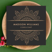 Custom Dark Grey Brown Pink Peach Professional スクエア名刺