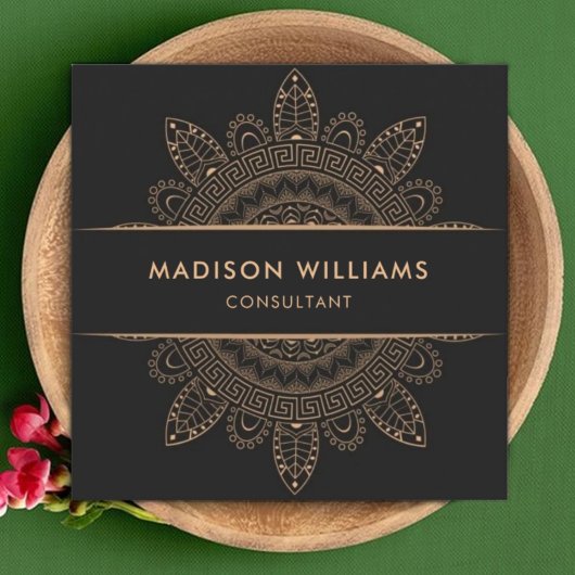 Custom Dark Grey Brown Pink Peach Professional スクエア名刺