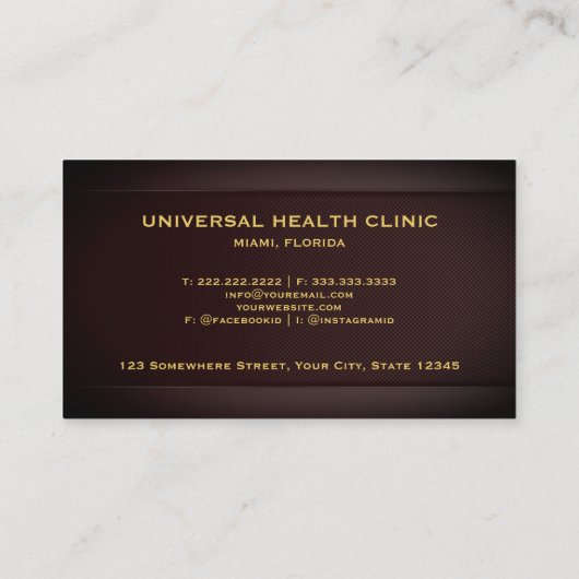 Custom Dark Red Maroon Gold Healthcare 名刺 (裏面)