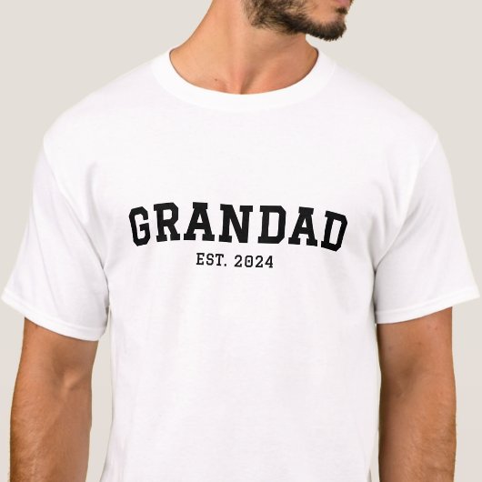 Custom Date Black Established Grandad Tシャツ