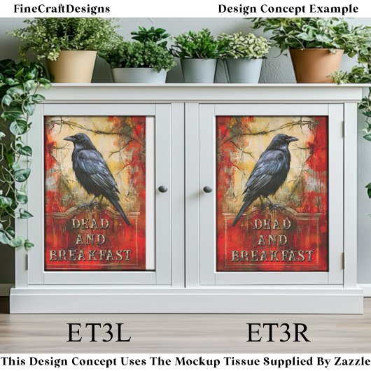 Custom “Dead and Breakfast” Spooky Raven Art ET3L 薄葉紙