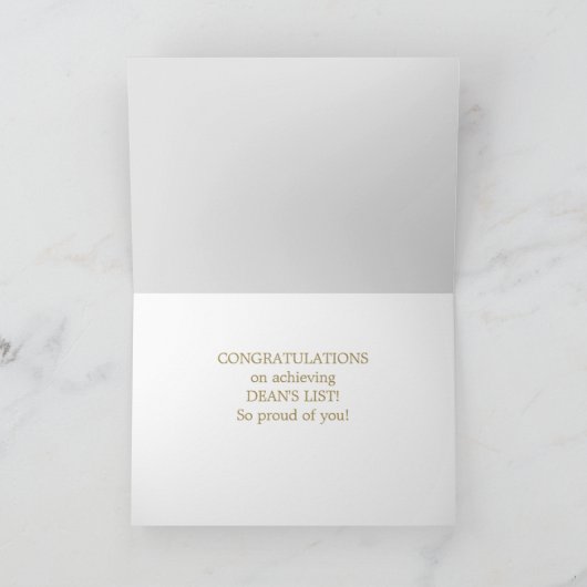 Custom DEAN'S LIST Scholar congrats card カード (内部)
