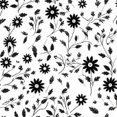 Custom Decorative Blanket Black White Wildflowers  フリースブランケット
