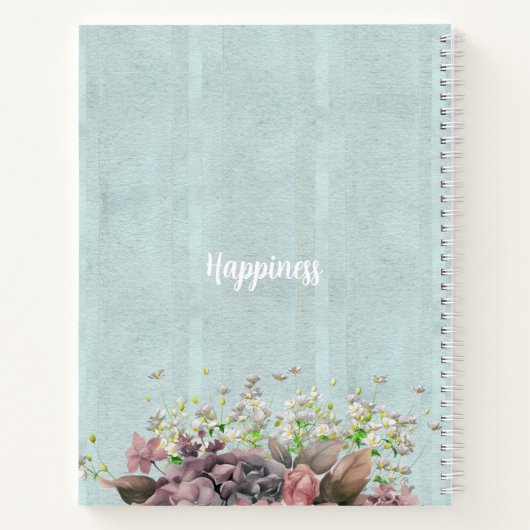 Custom decoratived botanical retro logo Blue ノートブック (裏面)