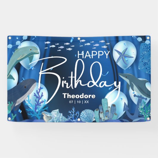 Custom Deep Sea Birthday Banner 横断幕 (横)