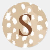 Custom Deer Print Monogram, Woodland Fawn  ラウンドシール (正面)