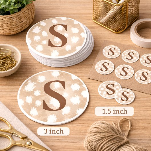 Custom Deer Print Monogram, Woodland Fawn  ラウンドシール