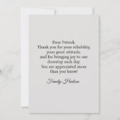 Custom Delivery Driver Card With Editable Note サンキューカード (裏面)