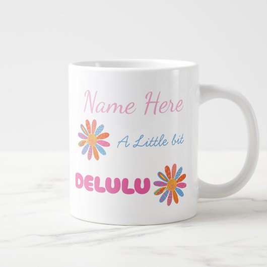 Custom Delulu, Cute Funny Birthday Gift for Her ジャンボコーヒーマグカップ (右)