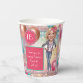 Custom Denim and glitter Sweet 16 紙コップ (正面)