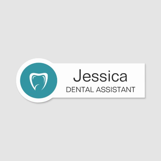 Custom Dental Assistant Name Badge Tooth Logo 名札 (正面)