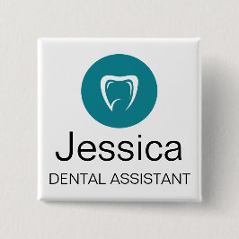 Custom Dental Assistant Name Badge Tooth Logo 缶バッジ