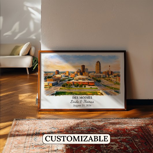 Custom Des Moines Wall Art, Iowa Poster ポスター