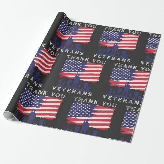 Custom design: American Flag Thank You Veterans ラッピングペーパー (アンロールド)