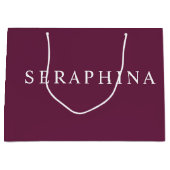 Custom Designed Name Burgundy Celebration Bag ラージペーパーバッグ (正面)