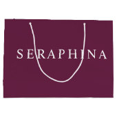 Custom Designed Name Burgundy Celebration Bag ラージペーパーバッグ (裏面)