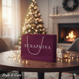 Custom Designed Name Burgundy Celebration Bag ラージペーパーバッグ