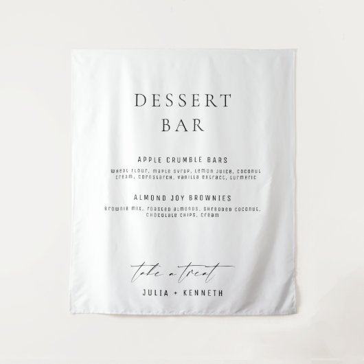 Custom Dessert Menu Wedding Fabric タペストリー (正面)