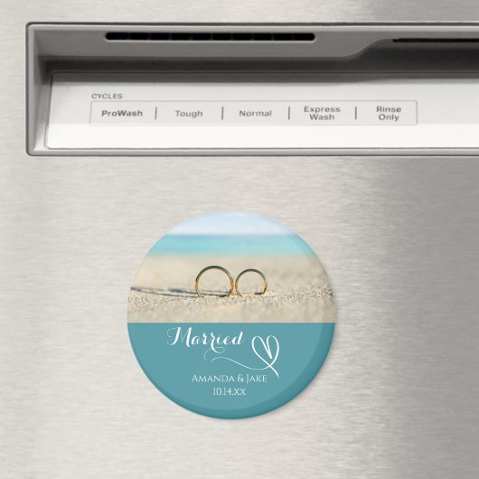 Custom Destination Beach Wedding マグネット (インサイチュ (食洗機))