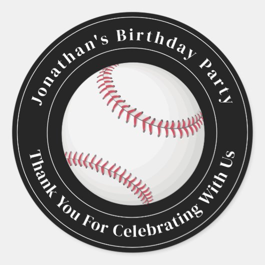 Custom Details Baseball Ball Sport Birthday Event ラウンドシール (正面)