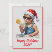 Custom Digital Christmas Baby Drinking Milk Xmas カード (正面)