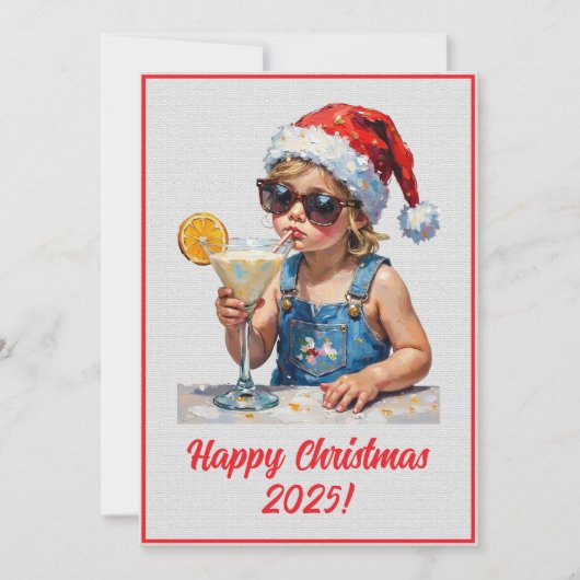 Custom Digital Christmas Baby Drinking Milk Xmas カード (正面)