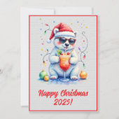 Custom Digital Christmas Polar Bear Cocktail Xmas カード (正面)