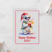 Custom Digital Christmas Polar Bear Cub Xmas カード (正面/裏面インサイチュ)