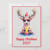 Custom Digital Christmas Reindeer Cocktail Xmas カード (正面)