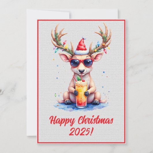 Custom Digital Christmas Reindeer Cocktail Xmas カード (正面)