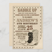 Custom Digital Cowboy Wild West Birthday 招待状 (正面/裏面)