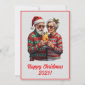 Custom Digital Elderly Couple Sharing Xmas Spirit  カード (正面)