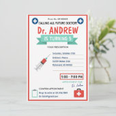 Custom Digital Kids Doctor Pretend Birthday Party 招待状 (スタンド正面)