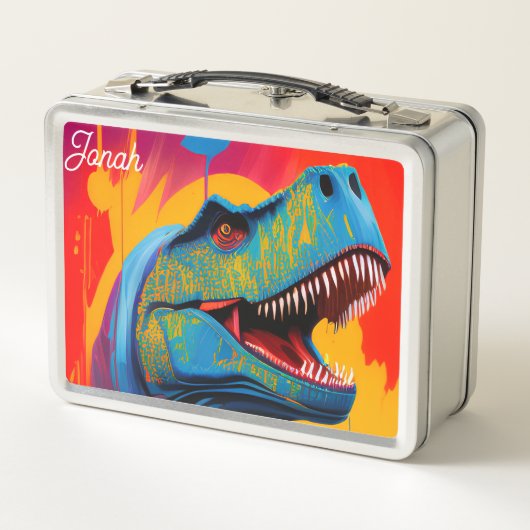 Custom Dinosaur Lunch Box - T Rex Metal Name Box メタルランチボックス (裏面)