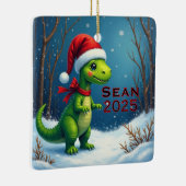 Custom Dinosaur Red Bow セラミックオーナメント (右)