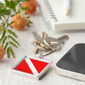 Custom Diver Down SCUBA Flag Red and White キーホルダー (側面)